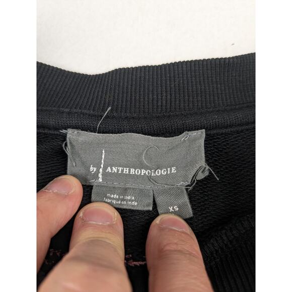 Anthropologie Free People Boho Embroidered Black Floral Sweatshirt - Women's XS - Picture 3 of 4